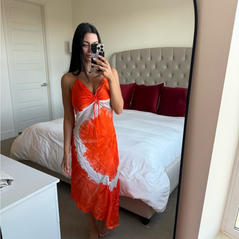 ALLSAINTS Vibrant Orange Tie-Dye Maxi Dress